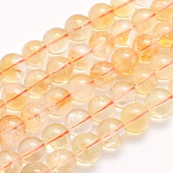 Perline citrino naturale fili, tondo, 6mm, Foro: 1 mm, circa 63pcs/filo, 15.5 pollice (39.5 cm)