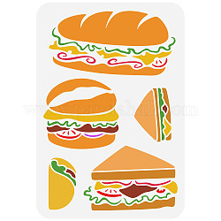 Fingerinspire fastfood stencil per la pittura 11.7x8.3 pollice scava fuori hamburger stencil panini mestiere stencil di plastica pet hamburger cheeseburger disegno stencil per la parete, piastrelle, piani, tela