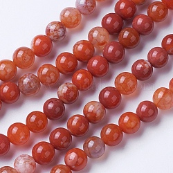 Natural Agate Beads Strands, Dyed & Heated, Grade A, Round, Chocolate, 8~8.5mm, Hole: 1.2mm, about 48pcs/strand, 15.1 inch(38.5cm)