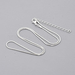 Brass Square Snake Chain Necklace Making, with Lobster Claw Clasps, Silver Color Plated, 18.5 inch(47.2cm), 1mm