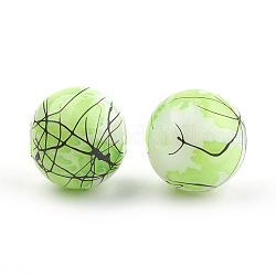 Drawbench & Baking Painted Glass Beads Strands, Round, Lawn Green, 16mm, Hole: 1.5mm,  about 50pcs/strand, 31.4 inch