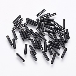Embouts pour cordon en 304 acier inoxydable, embouts, colonne, électrophorèse noir, 7x1.6mm, Trou: 0.8mm, diamètre intérieur: 1 mm