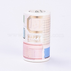 DIY cintas adhesivas decorativas del libro de recuerdos, con carrete, patrón de etiqueta de precio, colorido, 70mm, 5 m / rollo