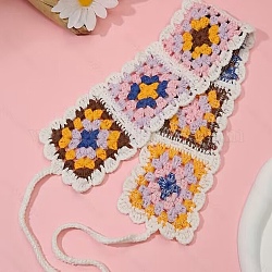 Bandeaux élastiques en coton au crochet à fleurs colorées, accessoires de cheveux larges pour femmes filles, blanc antique, 410~500mm