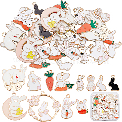 SUNNYCLUE 1 Box 48Pcs 12 Styles Easter Charms Bulk Bunny Charm Rabbit Carrot Alloy Enamel Charms Animal Dangle Charm for Jewelry Making Charms Bracelet Necklace Earrings Adults DIY Crafting
