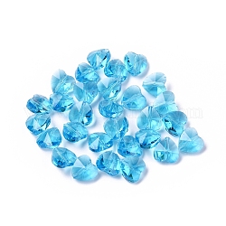Perles en verre transparentes, facette, cœur, bleu profond du ciel, 10x10x7mm, Trou: 1~1.2mm