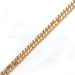 Ion Plating(IP) 304 Stainless Steel Twisted Chain Curb Chains, Unwelded, with Spool, for Jewelry Making, Faceted, Golden, 3.5x2.5x0.6mm, about 32.8 Feet(10m)/roll
