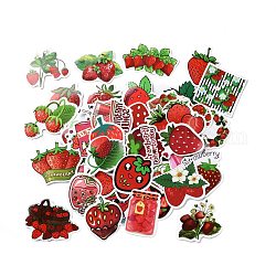 Cartoon Strawberry Paper Stickers Set, Adhesive Label Stickers, for Water Bottles, Laptop, Luggage, Cup, Computer, Mobile Phone, Skateboard, Guitar Stickers, Mixed Color, 40~73x37~75x0.3mm