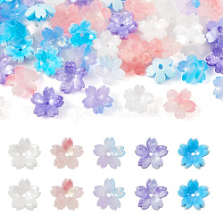 50 pièces 5 couleurs de perles d'acétate de cellulose (résine), fleur, couleur mixte, 11x11x4mm, Trou: 1.2mm, 10 pcs / couleur