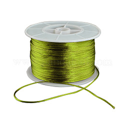 Круглый нейлоновая нить, гремучий атласный шнур, для китайского материалы узлов, оливковый, 1 мм, 100 ярдов / рулон