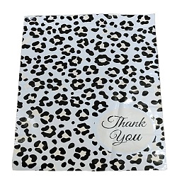 Полиэтиленовые самоклеящиеся упаковочные пакеты, белые, прямоугольник со словом спасибо, рисунок для леопарда, 37.5~37.7x25.4~25.5x0.01 см