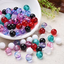 Perles de verre tchèques transparentes et opaques, couleur mixte, 10x9.5~10mm, trou: 1 mm, environ 120 PCs / sachet 