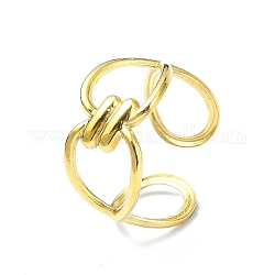 Chapado iónico (ip) 304 anillo de puño abierto de acero inoxidable, hueco infinito, real 18k chapado en oro, diámetro interior: 18 mm