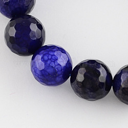 Chapelets de perles en agate multicolore naturelle teinte, ronde à facettes, bleu minuit, 10mm, Trou: 1mm, Environ 38 pcs/chapelet, 14.5 pouce