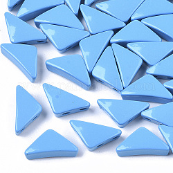 Mehrsträngige Glieder aus sprühlackierter Legierung, cadmiumfrei und bleifrei, für fliesen elastische armbänder machen, Dreieck, Verdeck blau, 13.5x7x4 mm, Bohrung: 1 mm