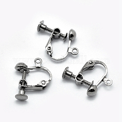 Messingschraube an Clip-On-Ohrringen, spiralförmiger Ohrclip, für Nicht-Ohrlöcher, Metallgrau, 18x14x3 mm, Bohrung: 1.6 mm