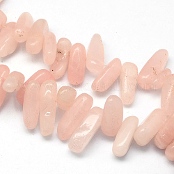Natural Rose Quartz Stone Bead Strands, Nuggets, 13~22x6~9x4~9mm, Hole: 1mm, about 60pcs/strand, 15.7 inch