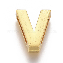 Charms silde in lega, lettera v, 12.5x10.5x4mm, Foro: 1.5x8 mm