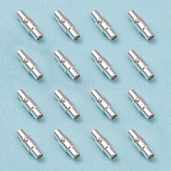 Brass Locking Tube Magnetic Clasps, Column, Silver, 15x4mm, Hole: 2.8mm