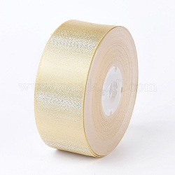 Double Face Polyester Satin Ribbon, with Metallic Silver Color, Light Khaki, 1-1/2 inch(38mm), about 100yards/roll(91.44m/roll)
