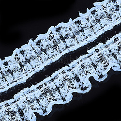 Organza-Spitzenbesatz, gefaltetes / doppeltes Rüschenband, Licht Himmel blau, 23~28 mm, 50 m / Bündel