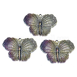 Alloy Big Pendants, Cadmium Free & Lead Free, Butterfly Shape, Rainbow Color, 48x68x4mm, Hole: 4mm
