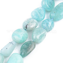 Natural Amazonite Beads Strands, Tumbled Stone, Nuggets, 5~13x5~10x3~8mm, Hole: 1mm, about 40~60pcs/strand, 14.57 inch~15.74 inch(37~40cm)