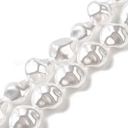 Hilos de cuentas de perlas de imitación de plástico abs, polígono, nieve, 15.5x15x11mm, agujero: 1.4 mm, aproximamente 70 pcs / cadena, 42.40 pulgada (107.7 cm)