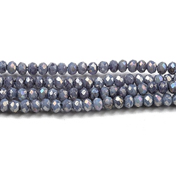 Cuisson opaque de perles de verre peintes, couleur ab , facette, ronde, gris ardoise foncé, 2.5x2mm, Trou: 0.7mm, Environ 156~158 pcs/chapelet, 12.20~12.44 pouce (31~31.6 cm)