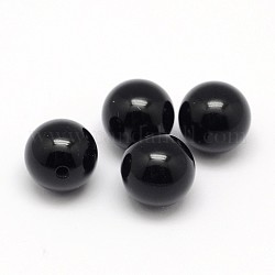 Perles d'onyx noir naturel, la moitié foré, ronde, teints et chauffée, 8mm, Trou: 1.5mm