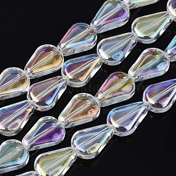 Chapelets de perles en verre électroplaqué, couleur ab , larme, clair ab, 11x8x3.5mm, Trou: 0.9mm, Environ 59~61 pcs/chapelet, 24.80 pouce ~ 25.59 pouces (63~65 cm)