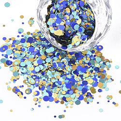 Ornament Accessories, PET Plastic Paillette/Sequins Beads, No Hole/Undrilled Beads, Flat Round, Mixed Color, 1~3x0.1mm
