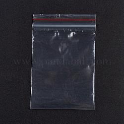 Sacs en plastique à fermeture éclair, sacs d'emballage refermables, joint haut, sac auto-scellant, rectangle, rouge, 9x6 cm, épaisseur unilatérale : 1.8 mil (0.045 mm), 100 pcs /sachet 