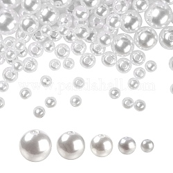 1150pcs 5 perles d'imitation en plastique ABS de style, ronde, blanc, 1150 pièces / kit