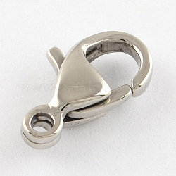 Polished 304 Stainless Steel Lobster Claw Clasps, Stainless Steel Color, 10x6.5x3mm, Hole: 1mm