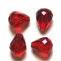 Imitazione branelli di cristallo austriaco, grado aaa, sfaccettato, goccia, rosso scuro, 8x10mm, Foro: 0.9~1 mm