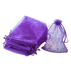 Sacchetti di organza sacchetti per gioielli, sacchetti regalo con coulisse in rete per bomboniere, blu viola, 18x13cm