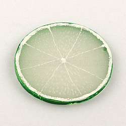 Pendentifs de fruits de résine, citron / plat rond, vert de mer, 48x3mm, Trou: 2mm