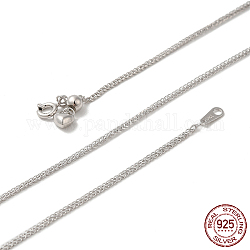 Collar de cadenas de trigo de plata de ley 925 chapada en rodio para mujer, Platino, 21.65 pulgada (55 cm)