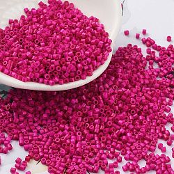 Baking Paint Glass Seed Beads, Cylinder, Camellia, 2x1.5mm, Hole: 1mm, about 5599pcs/50g