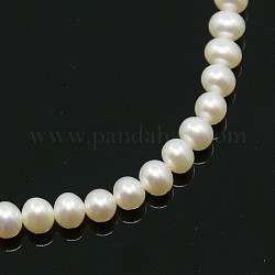 Natural Cultured Freshwater Pearl Beads Strands, Round, PapayaWhip, 5~5.5mm, Hole: 1mm, about 76~79pcs/strand, 15.7inch~16.1inch