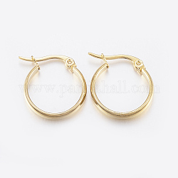 304 Stainless Steel Hoop Earrings, Hypoallergenic Earrings, Ring, Golden, 19x18x4mm, Pin: 1x0.8mm
