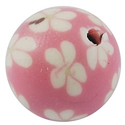 Round Colorful Handmade Polymer Clay Beads, 8mm in diameter, hole: 1mm