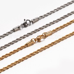 Colliers avec chaîne de corde en 304 acier inoxydable, avec fermoir, couleur mixte, 19.7 pouce (50 cm), 2.3mm
