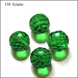 Imitazione branelli di cristallo austriaco, grado aaa, sfaccettato (96 sfaccettatura), tondo, verde, 8mm, Foro: 0.9~1 mm