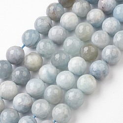 Natürliche Aquamarin Perle Stränge, facettiert, Runde, 10.5~11 mm, Bohrung: 0.5 mm, ca. 36 Stk. / Strang, 15.1 Zoll (38.5 cm)