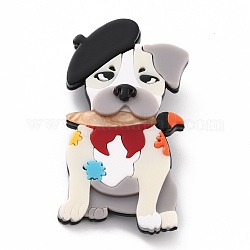 Hund mit Hutbrosche, Anstecknadel aus Tieracryl für Rucksackkleidung, Farbig, 70x39x11 mm, Stift: 0.6 mm