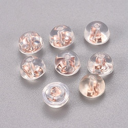Auricolari in silicone, con925 accessori di argento puro, mezzo tondo, chiaro, oro roso, 5.5x4mm, Foro: 0.6 mm