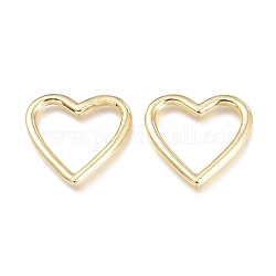 Anillos de enlace de latón, corazón, real 18k chapado en oro, 23~24x24~25x2.4mm, diámetro interior: 19x15 mm