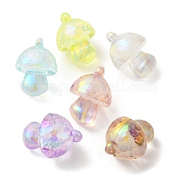 Perles en acrylique transparente plaquées UV, style bulle, champignons, couleur mixte, 36x25mm, Trou: 3mm